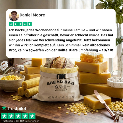 Premium Brotbeutel aus 100% Baumwolle & Bienenwachs