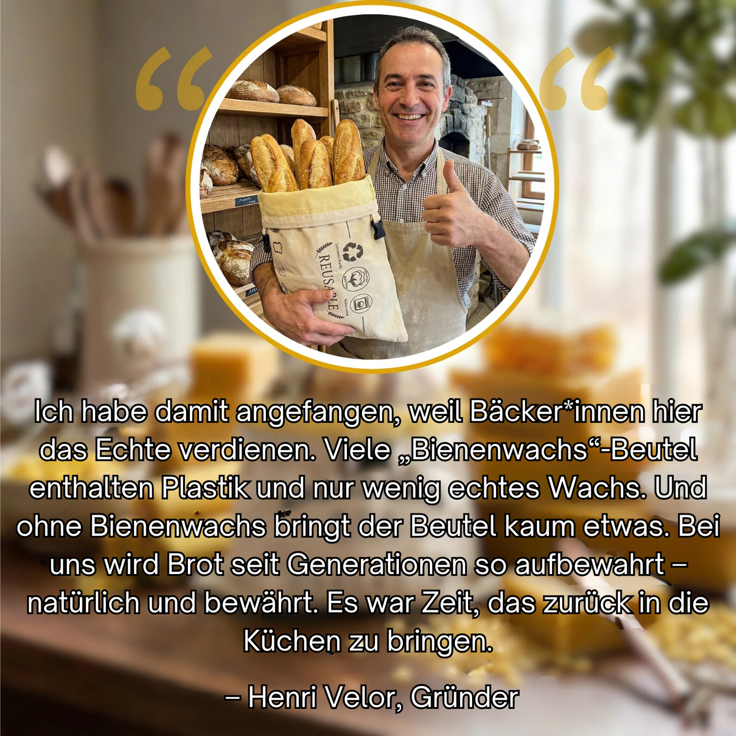 Premium Brotbeutel aus 100% Baumwolle & Bienenwachs